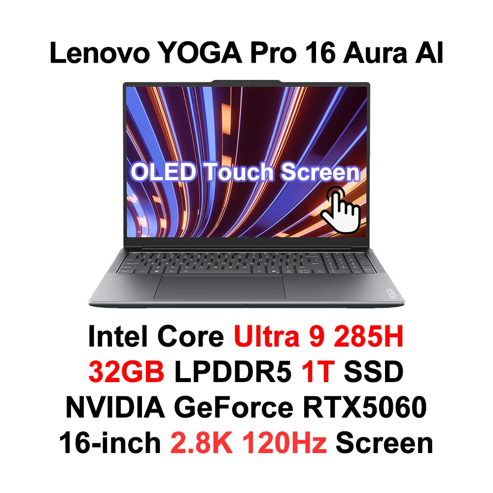 YOGA Pro 16 – 16" 2.8K OLED Laptop, 32GB RAM, 1TB SSD