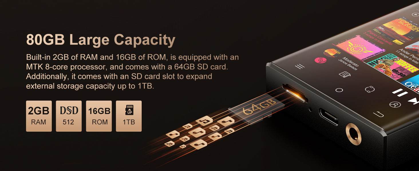 Oilsky Hi-Fi MP3 Player with Bluetooth & WiFi 64GB